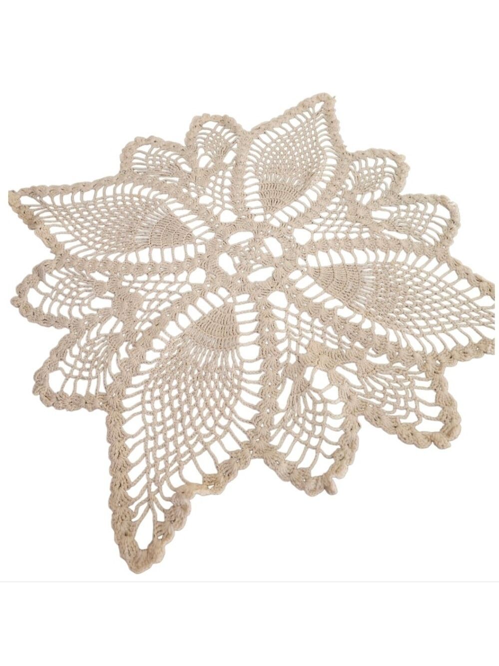 Crochet Cotton Pineapple Stitch Floral Doily Table Topper - Picture 12 of 17